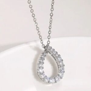 💋Sterling Silver  CZ Diamond Infinity Waterdrop Necklace